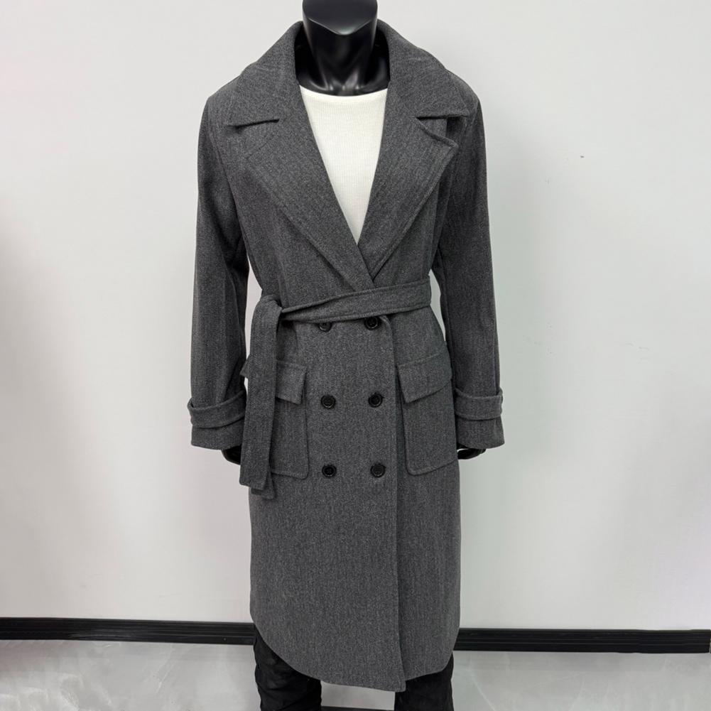 Wool Coat Peacoat - Женское пальто с длинными рукавами, двубортный